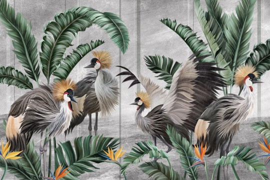 Lorenso TPA 0624 0096 04 Cabird - mural w egzotyczne ptaki i liście