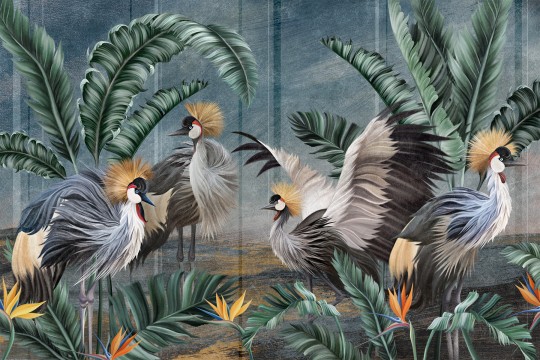 Lorenso TPA 0624 0096 05 Cabird - mural w egzotyczne ptaki i liście