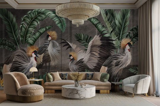 Lorenso TPA 0624 0096 05 Cabird - mural w egzotyczne ptaki i liście