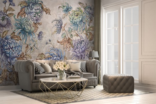 Lorenso TPA 0624 0094 12 Azalia - mural w kwiaty na betonowym tle