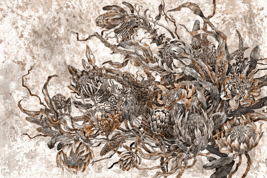 Lorenso TPA 0324 0081 07 Gleam - mural w egzotyczne kwiaty na betonowym tle