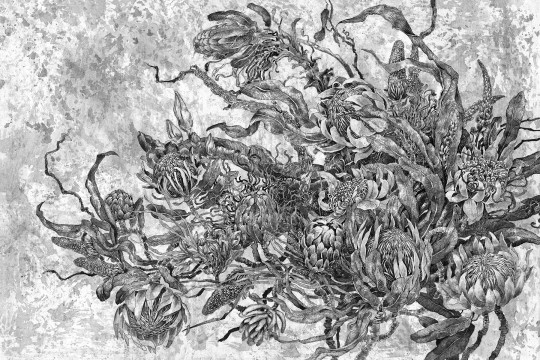 Lorenso TPA 0324 0081 08 Gleam - mural w egzotyczne kwiaty na betonowym tle