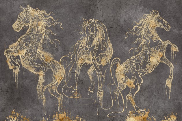 Lorenso TPA 0524 0083 00 Cavallo - mural w złote konie