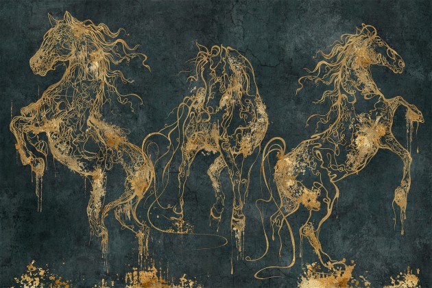 Lorenso TPA 0524 0083 03 Cavallo - mural w złote konie