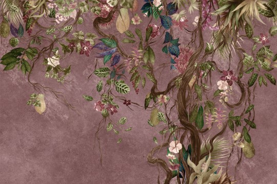 Lorenso TPA 0424 0082 02 Vinyz - mural w egzotyczne rośliny na betonowym tle