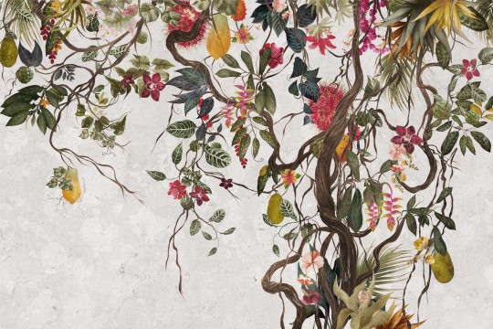 Lorenso TPA 0424 0082 04 Vinyz - mural w egzotyczne rośliny na betonowym tle