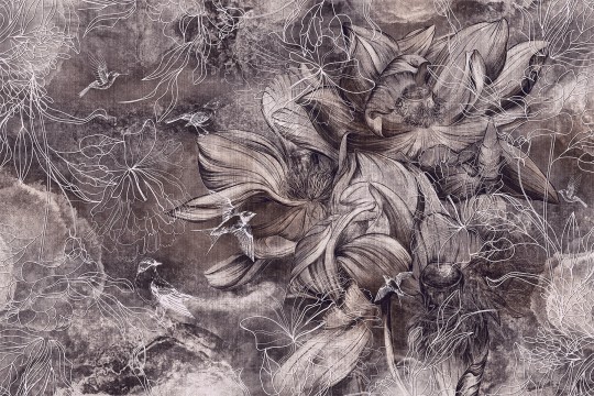 Lorenso TPA 0224 0068 02 Frevial - mural w szkice kwiatów i ptaków