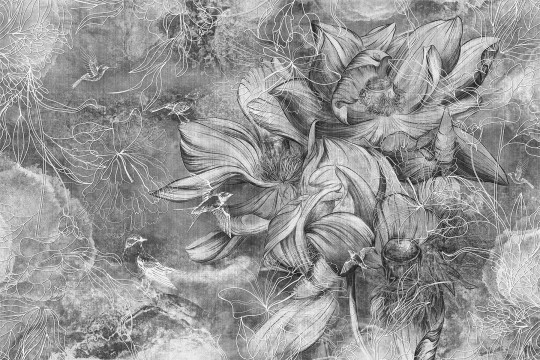 Lorenso TPA 0224 0068 05 Frevial - mural w szkice kwiatów i ptaków