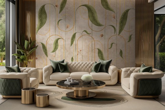 Lorenso TPA 1123 0004 00 Veslin - mural w stylizowane liście