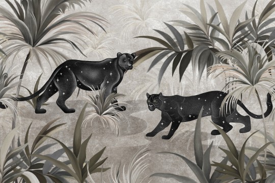 Lorenso TPA 1123 0005 01 Panthero - mural w pantery i egzotyczne liście