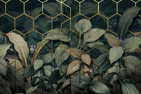 Lorenso TPA 0224 0058 00 Tropiglo - mural w liście i geometryczne kształty