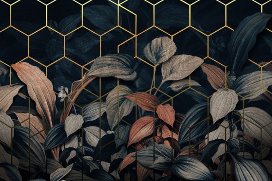 Lorenso TPA 0224 0058 01 Tropiglo - mural w liście i geometryczne kształty