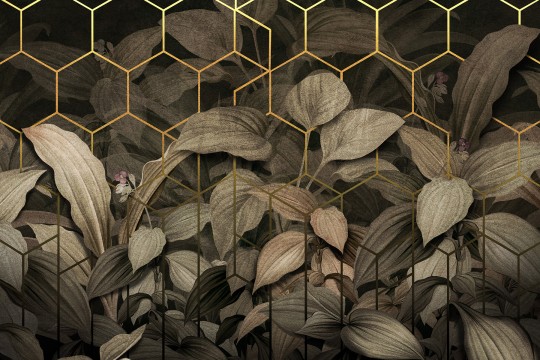 Lorenso TPA 0224 0058 02 Tropiglo - mural w liście i geometryczne kształty