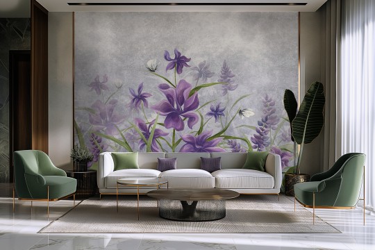 Lorenso TPA 0124 0047 00 Iris - mural w irysy na betonowym tle