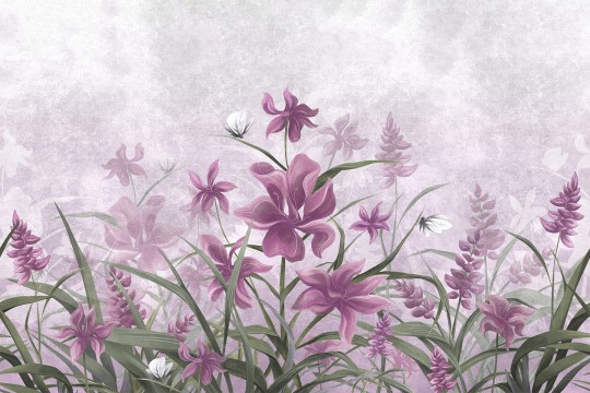 Lorenso TPA 0124 0047 02 Iris - mural w irysy na betonowym tle