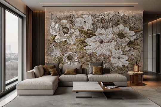 Lorenso TPA 1223 0044 09 Pearl - mural w kwiaty