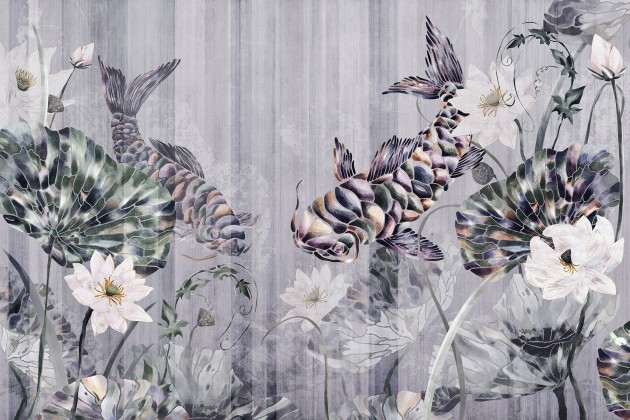 Lorenso TPA 0125 0124 02 Aqual - mural w ryby i paski