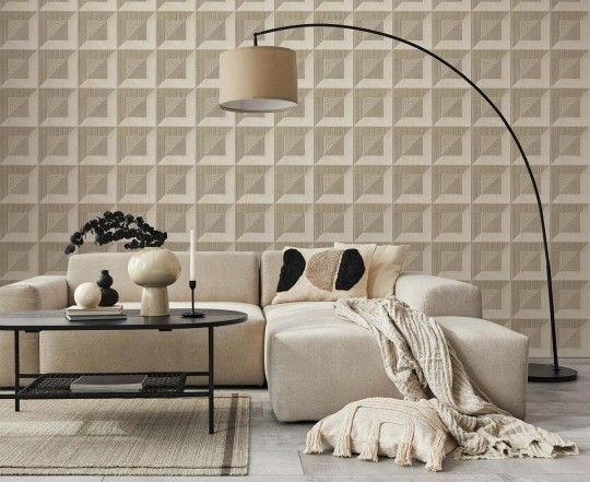 KT Exclusive ME0129 Meala - tapeta z aksamitu w geometryczny wzór