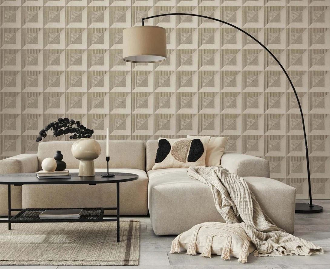 KT Exclusive ME0130 Meala - tapeta z aksamitu w geometryczny wzór