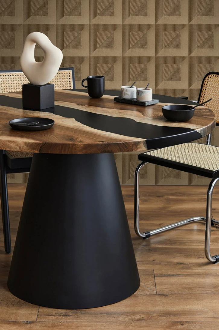 KT Exclusive ME0130 Meala - tapeta z aksamitu w geometryczny wzór