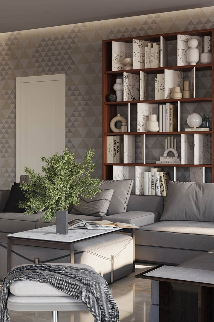 KT Exclusive ME0235 Meala - tapeta z aksamitu w geometryczny wzór