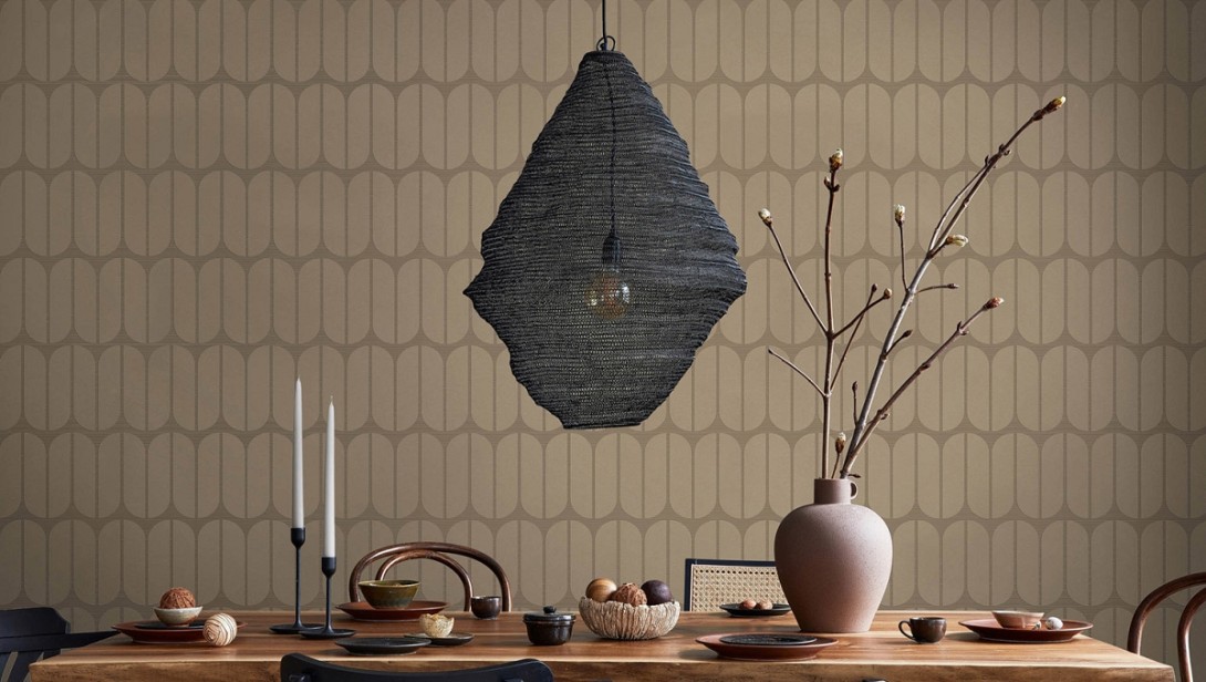 KT Exclusive ME0340 Meala - tapeta z aksamitu w geometryczny wzór