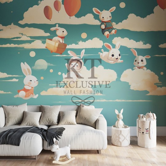 KT Exclusive 72141M Joy - mural dla dzieci w króliki i chmury