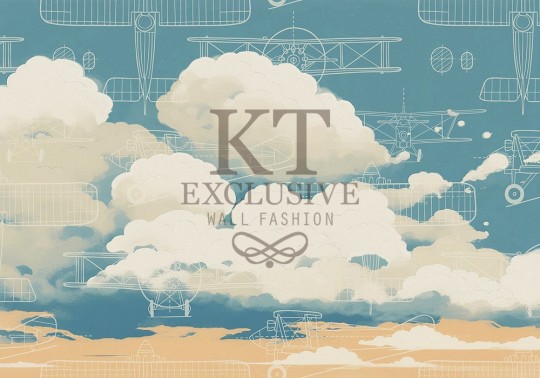 KT Exclusive 72147M Joy - mural dla dzieci w chmury i szkice samolotów