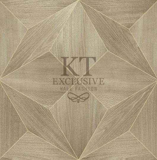 KT Exclusive ET108 Etre - tapeta z okleiny drewnianej w geometryczny wzór o metalicznym wykończeniu