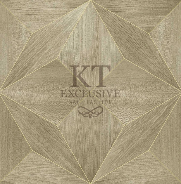 KT Exclusive ET108 Etre - tapeta z okleiny drewnianej w geometryczny wzór o metalicznym wykończeniu