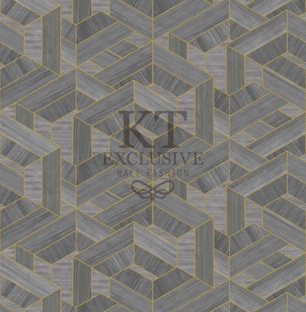 KT Exclusive ET303 Etre - tapeta z okleiny drewnianej w geometryczny wzór