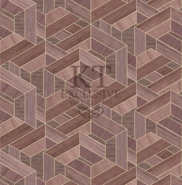 KT Exclusive ET304 Etre - tapeta z okleiny drewnianej w geometryczny wzór