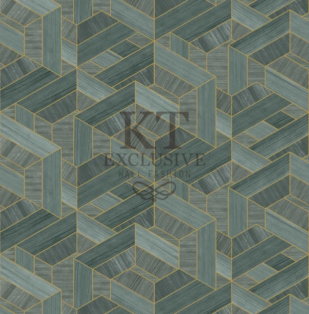 KT Exclusive ET306 Etre - tapeta z okleiny drewnianej w geometryczny wzór