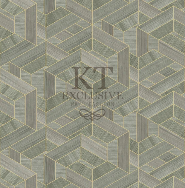 KT Exclusive ET309 Etre - tapeta z okleiny drewnianej w geometryczny wzór
