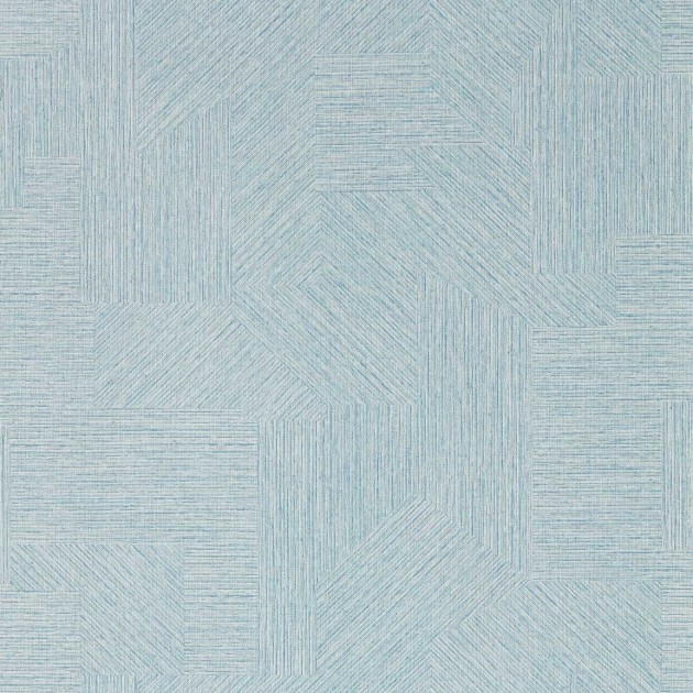 Harlequin 113222 Kasuri Mokume Indigo - tapeta geometryczna imitująca trawę jedwabną