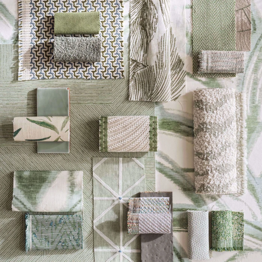 Harlequin 113223 Kasuri Mokume Sage Green - tapeta geometryczna imitująca trawę jedwabną