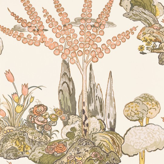 Thibaut T45026 Wanderlust Orleans Apricot and Ginger - tapeta w drzewa i kwiaty