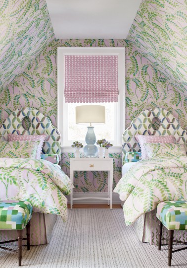 Thibaut T45037 Wanderlust Augusta Lavender - tapeta w liście wisterii