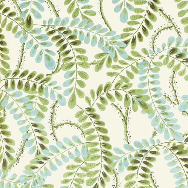 Thibaut T45039 Wanderlust Augusta Sage - tapeta w liście wisterii