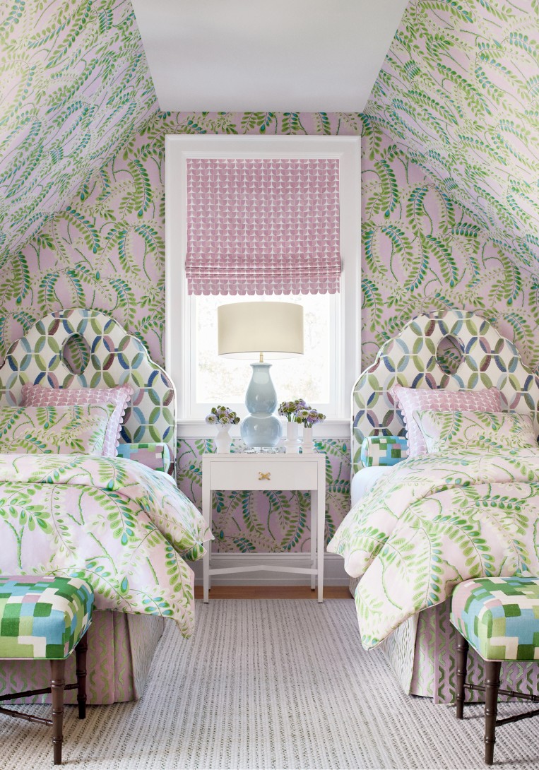 Thibaut T45039 Wanderlust Augusta Sage - tapeta w liście wisterii