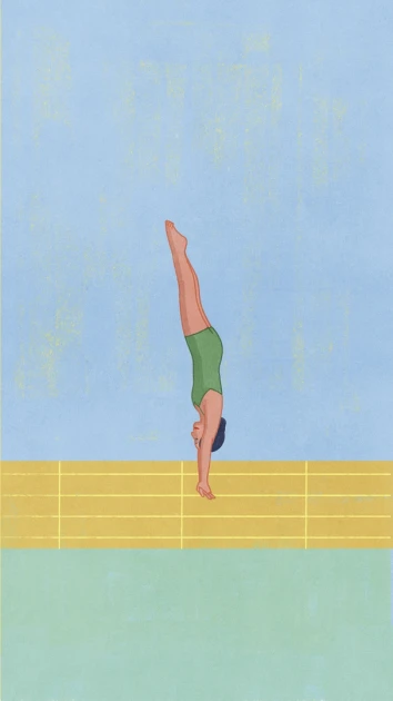 Wall & Deco WDOL2501 Contemporary 2025 Olimpia – mural z sylwetką kobiety wskakującej do basenu