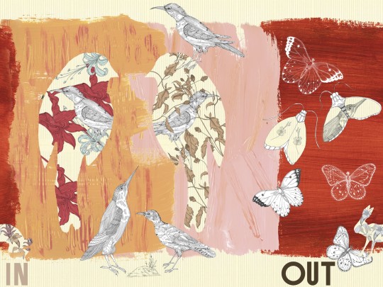 Wall & Deco WDIO2501 Contemporary 2025 In Out – mural w ptaki w orientalnym wydaniu