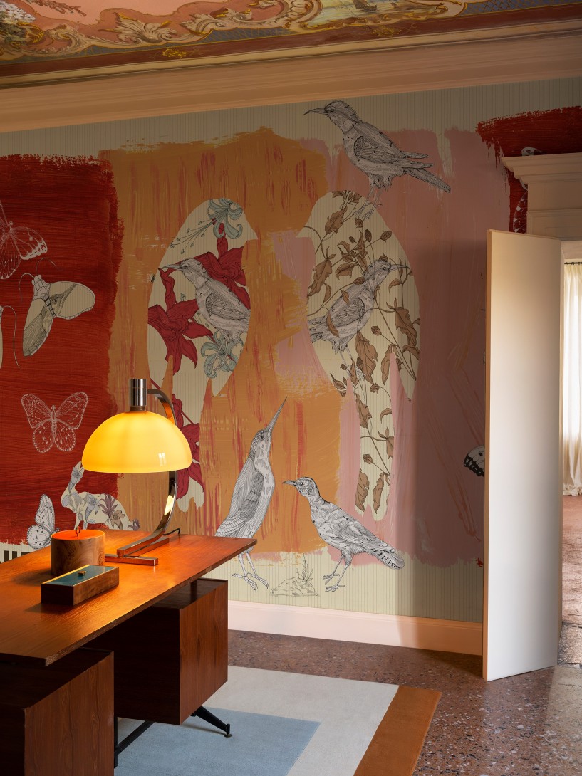 Wall & Deco WDIO2502 Contemporary 2025 In Out – mural w ptaki w orientalnym wydaniu