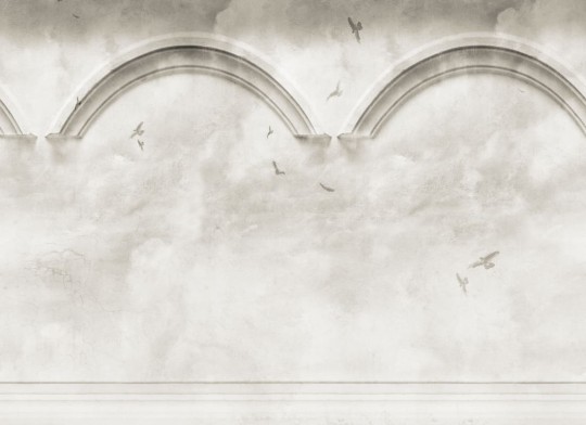 Rebel Walls R21015 Poetic Heavenly Arches Gray - mural w pejzaż nieba i łuki