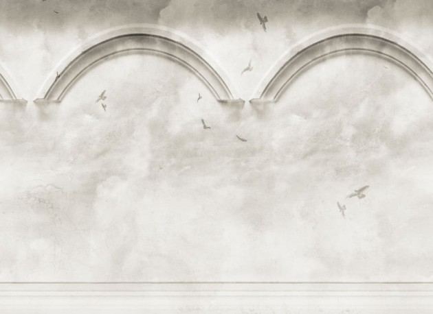 Rebel Walls R21015 Poetic Heavenly Arches Gray - mural w pejzaż nieba i łuki