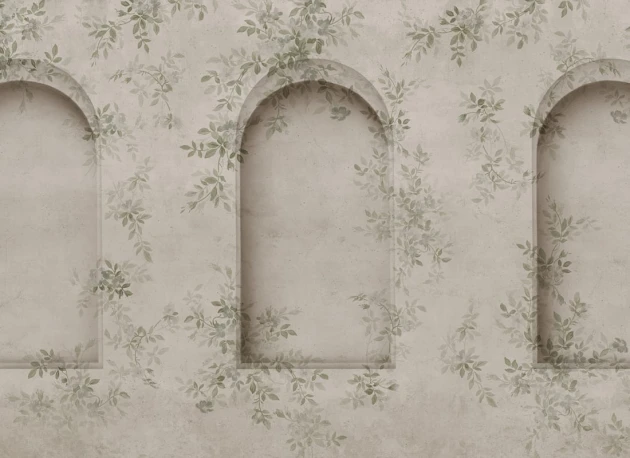 Rebel Walls R20998 Poetic Daydream Arches Green - mural w łuki i liście