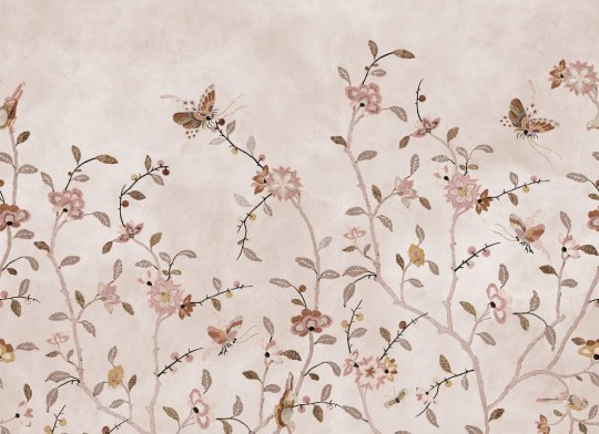 Rebel Walls R20359 Poetic Whispering Petals Pink - mural w ręcznie malowane kwiaty