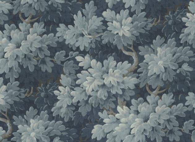 Rebel Walls R21355 Poetic Vintage Foliage Dark Blue - mural imitujący tkaninę w liście
