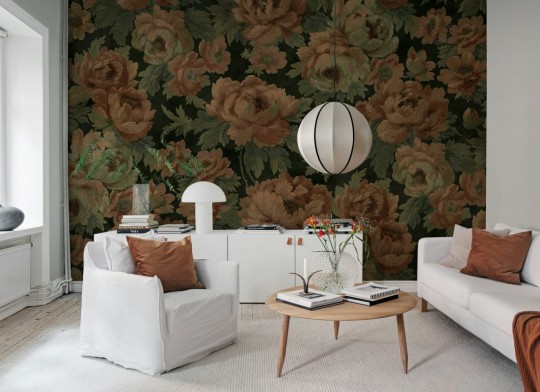 Rebel Walls R21010 Poetic Eternal Blossoms Black - mural w duże róże