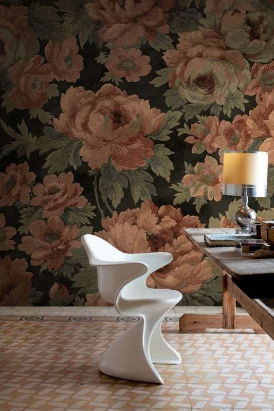 Rebel Walls R21010 Poetic Eternal Blossoms Black - mural w duże róże